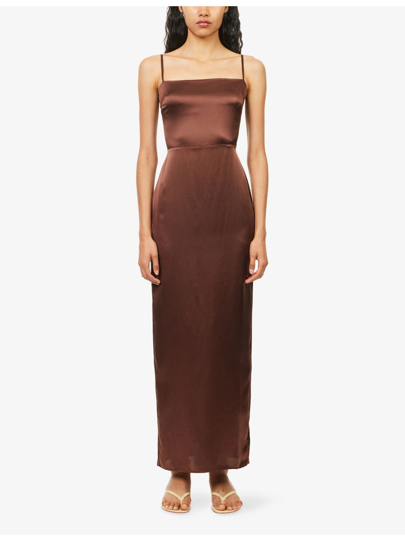 Frankie Shoulder-Straps Silk Midi Dress 3