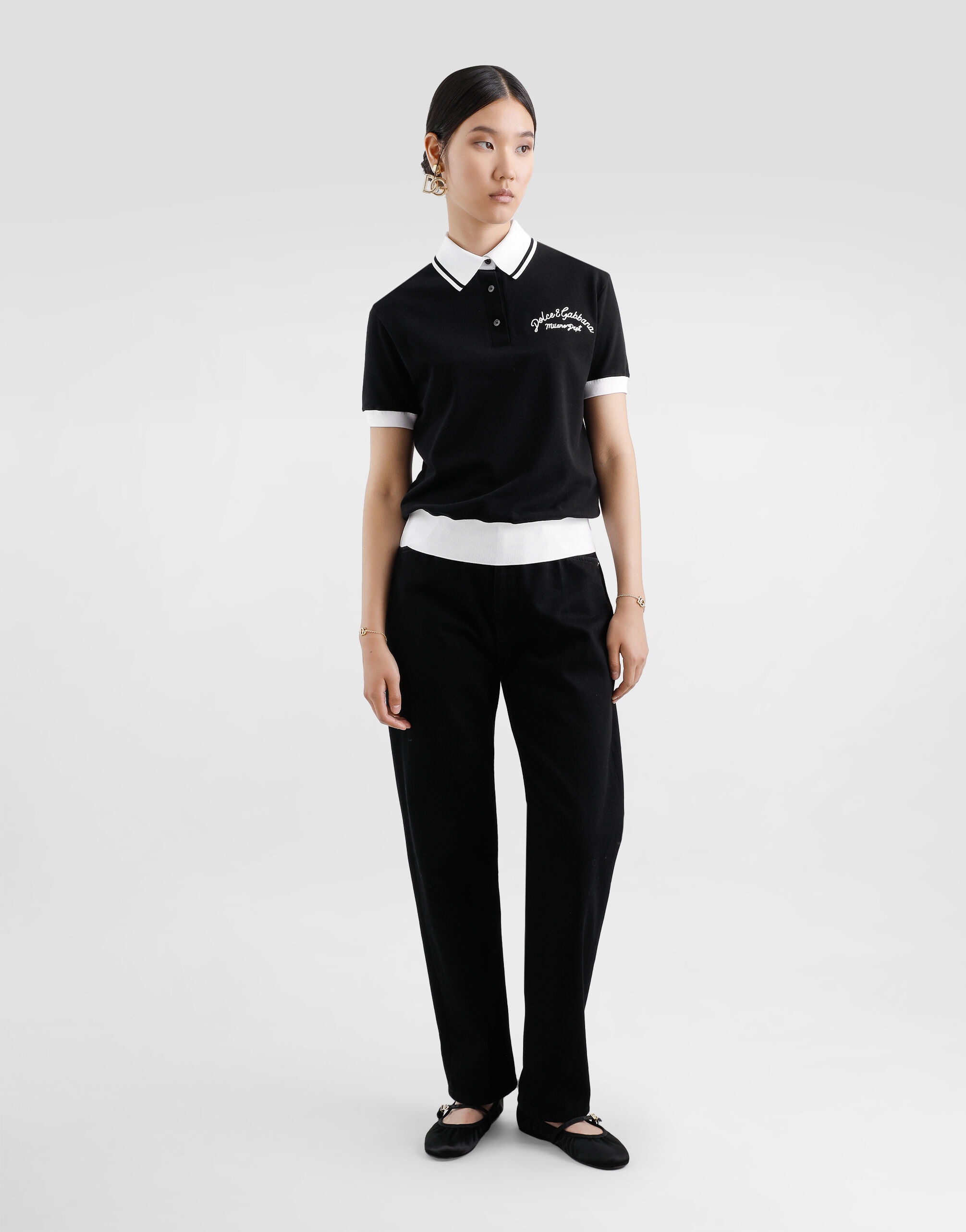 Short cotton piqué polo-shirt with DG logo embroidery - 2