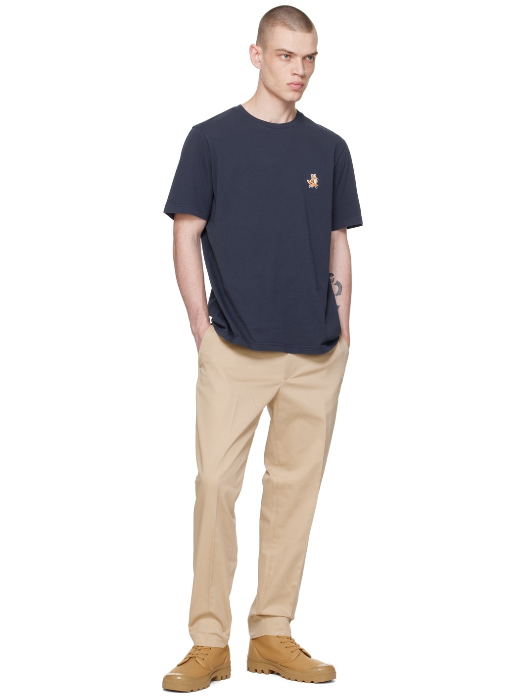 Beige Straight Trousers - 4