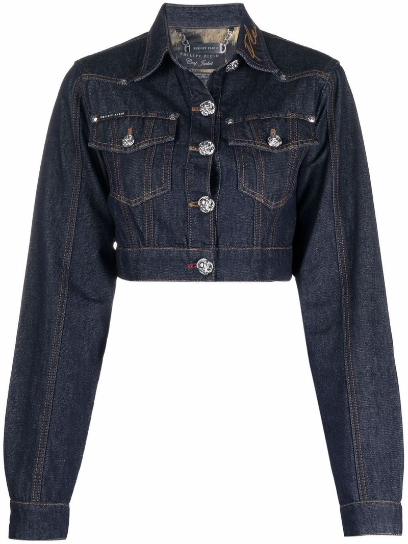 Chains cropped denim jacket 1