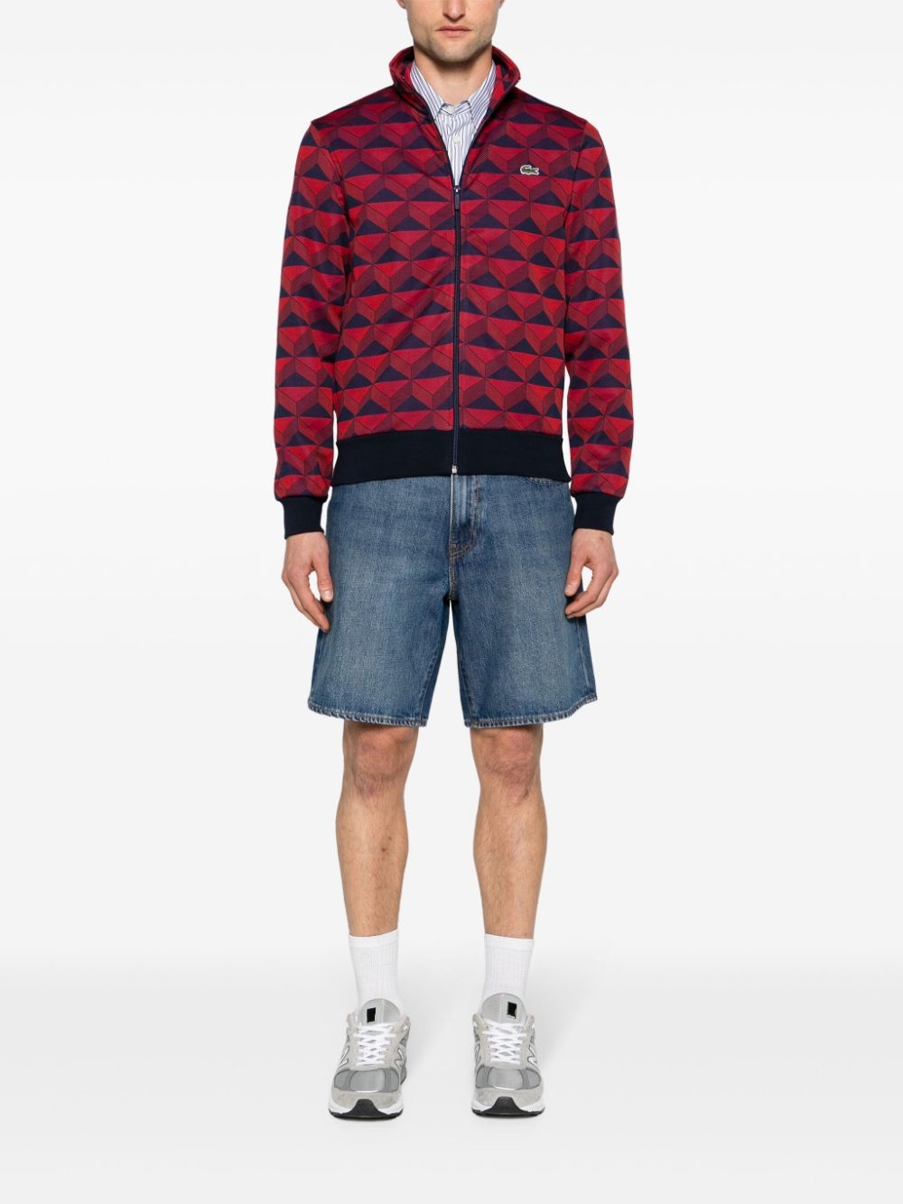 zip-up geometric-jacquard sweatshirt - 3
