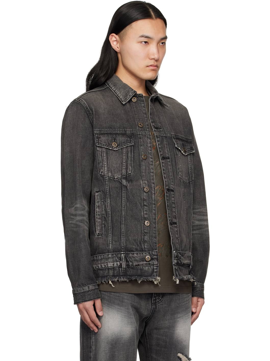 Black Belted Denim Jacket - 2