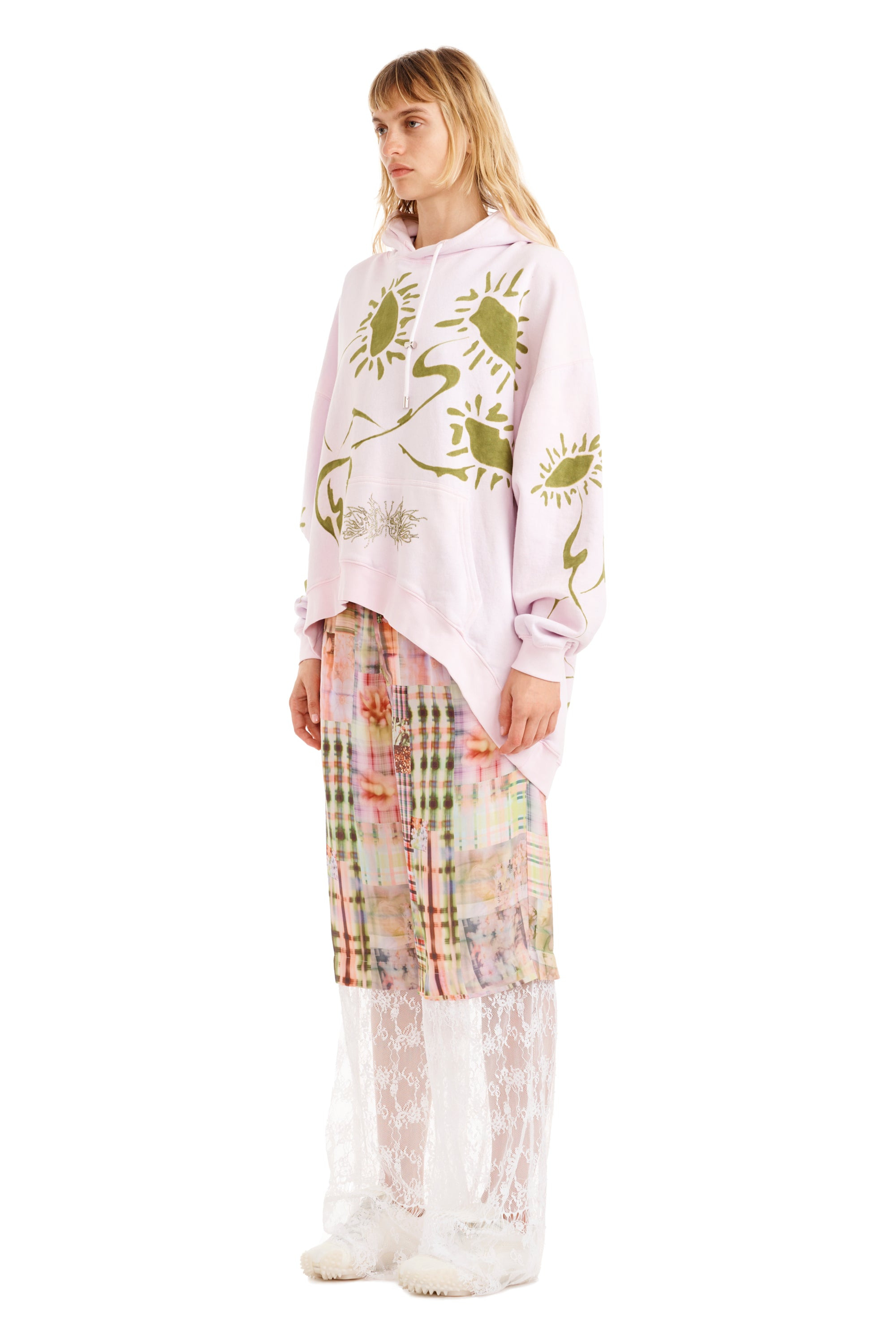 PINK DAISY WAVE HEM HOODIE - 3