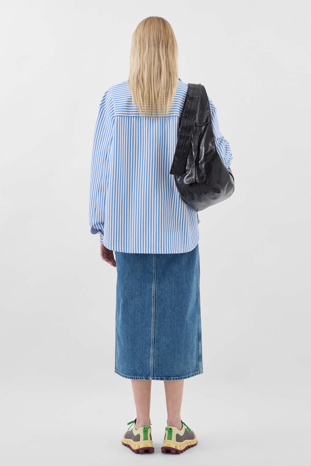 OVER SHIRT / azure & optical white stripes - 4