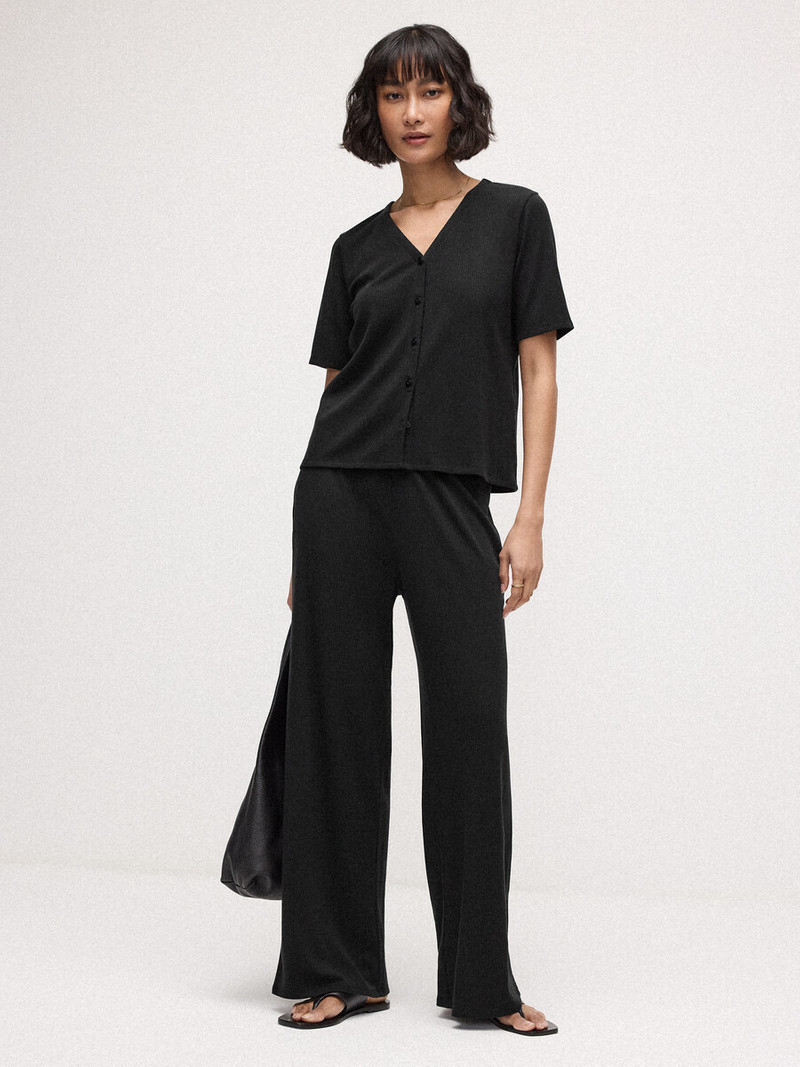Ribbed Knit Wide-Leg Pant 8