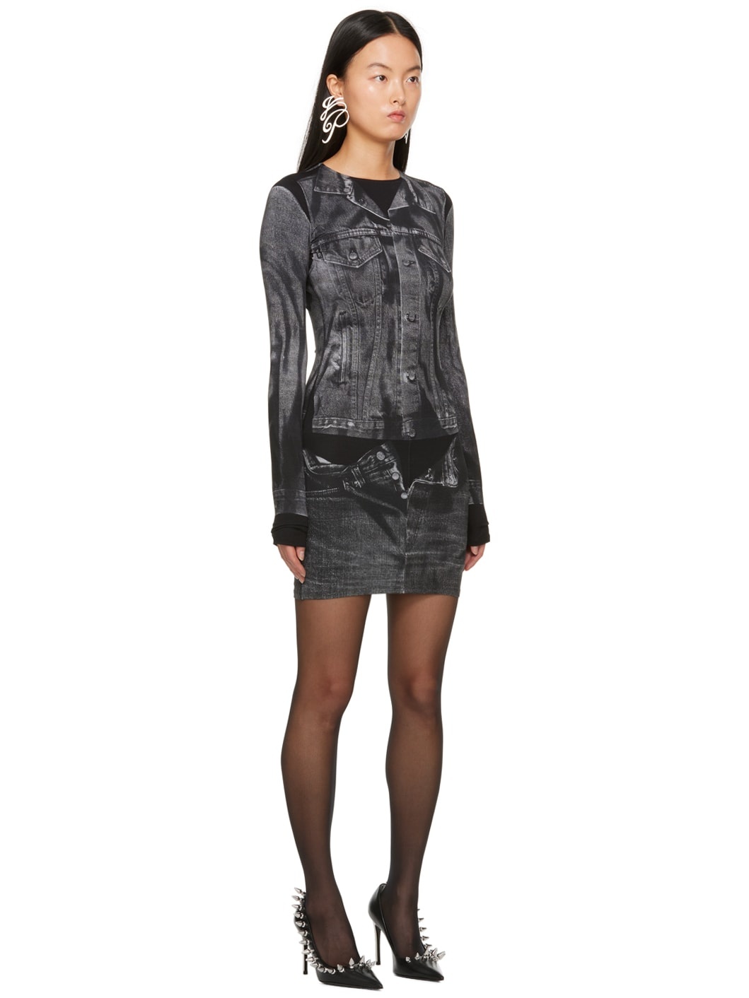 Black Trompe L'œil Minidress - 2