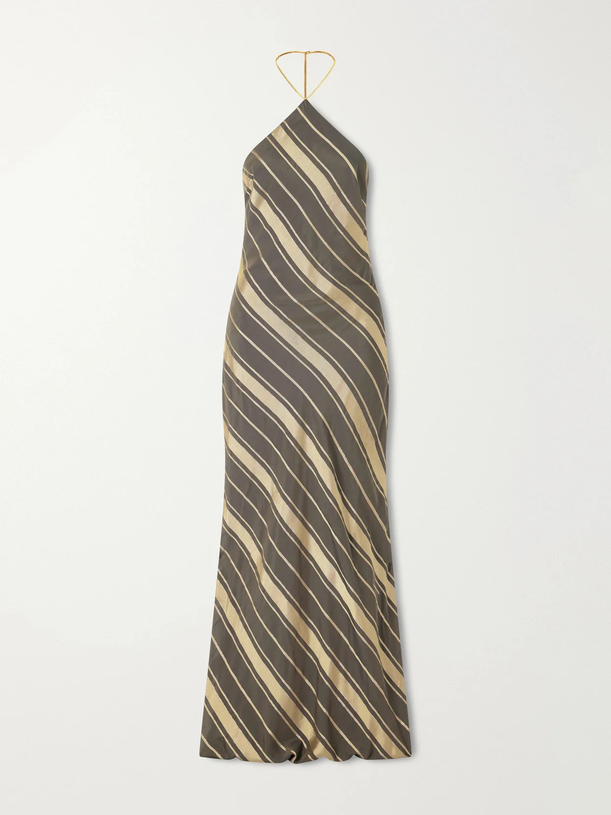 Striped Silk-blend Halter Neck Maxi Dress - 1