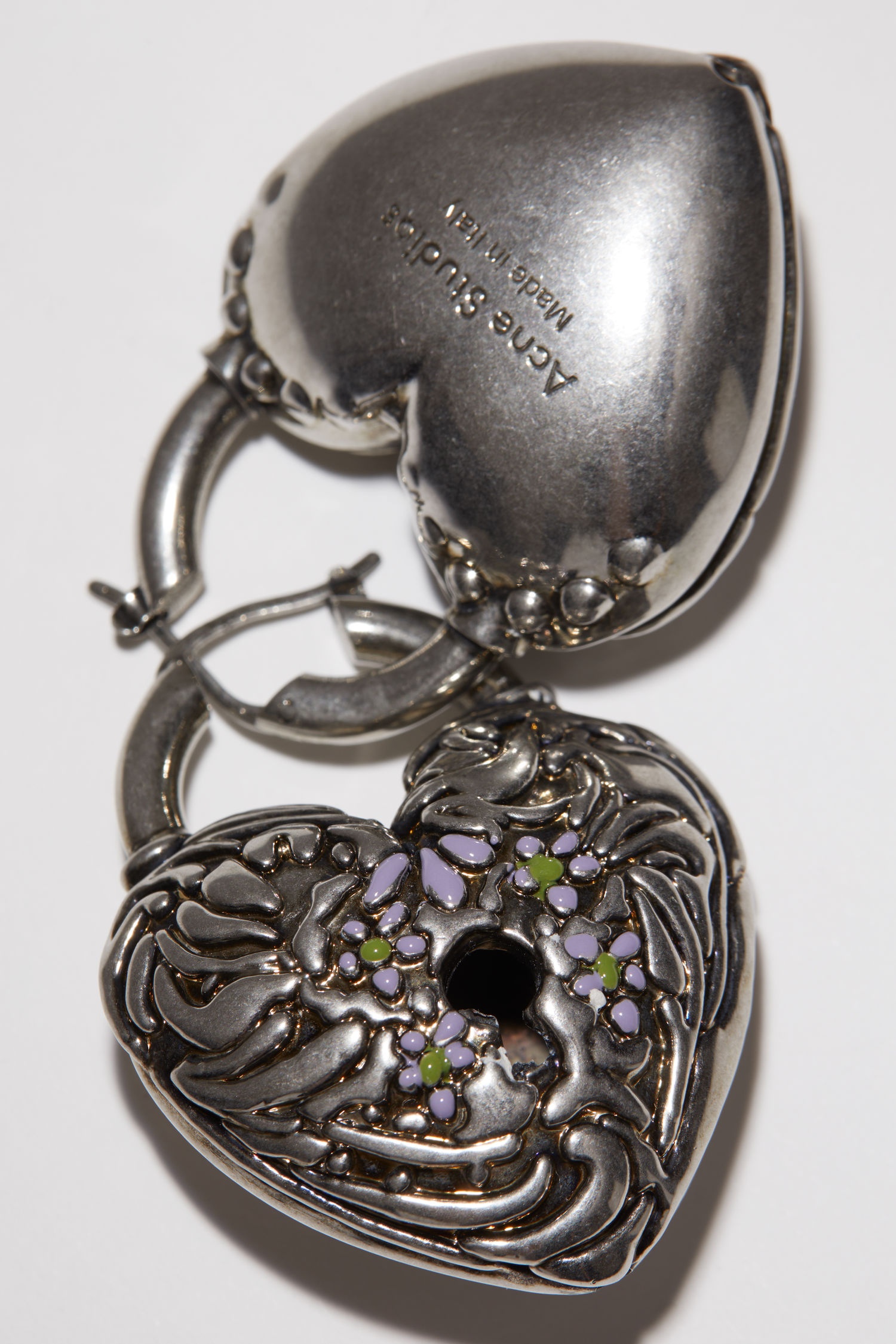 Heart earrings - Antique Silver - 3