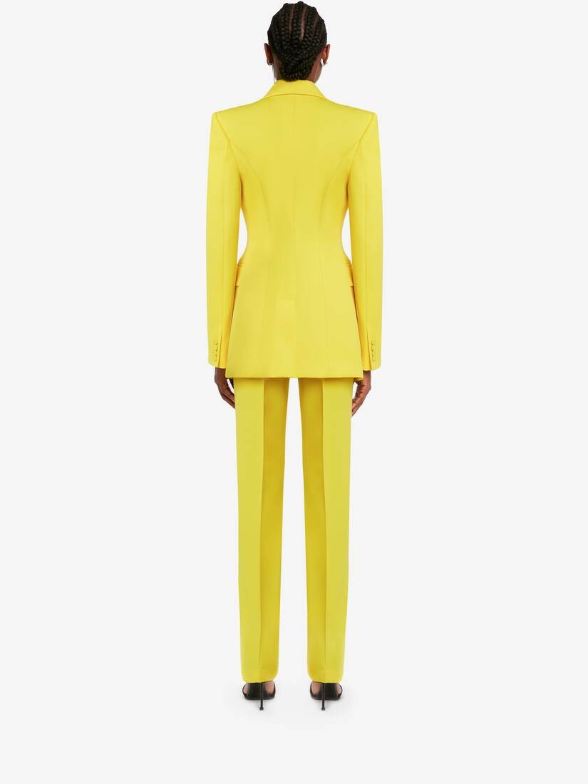 Women's Double-breasted Jacket in Bright Yellow - 4