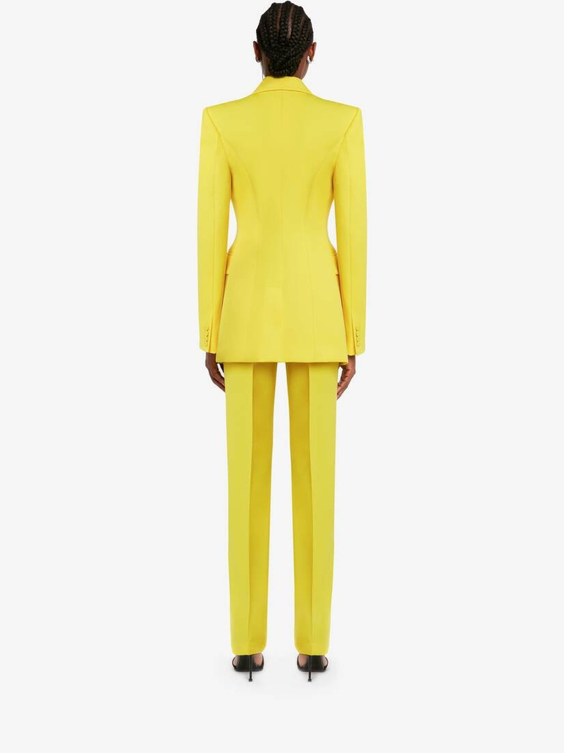 Women's Double-breasted Jacket in Bright Yellow 4