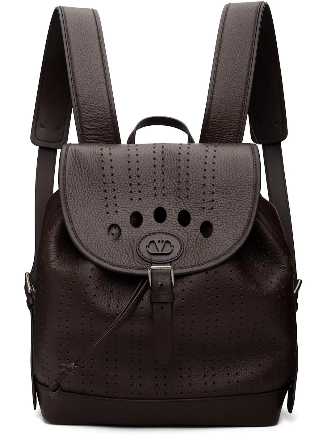 Brown Antibes Perforated Leather Backpack - 1