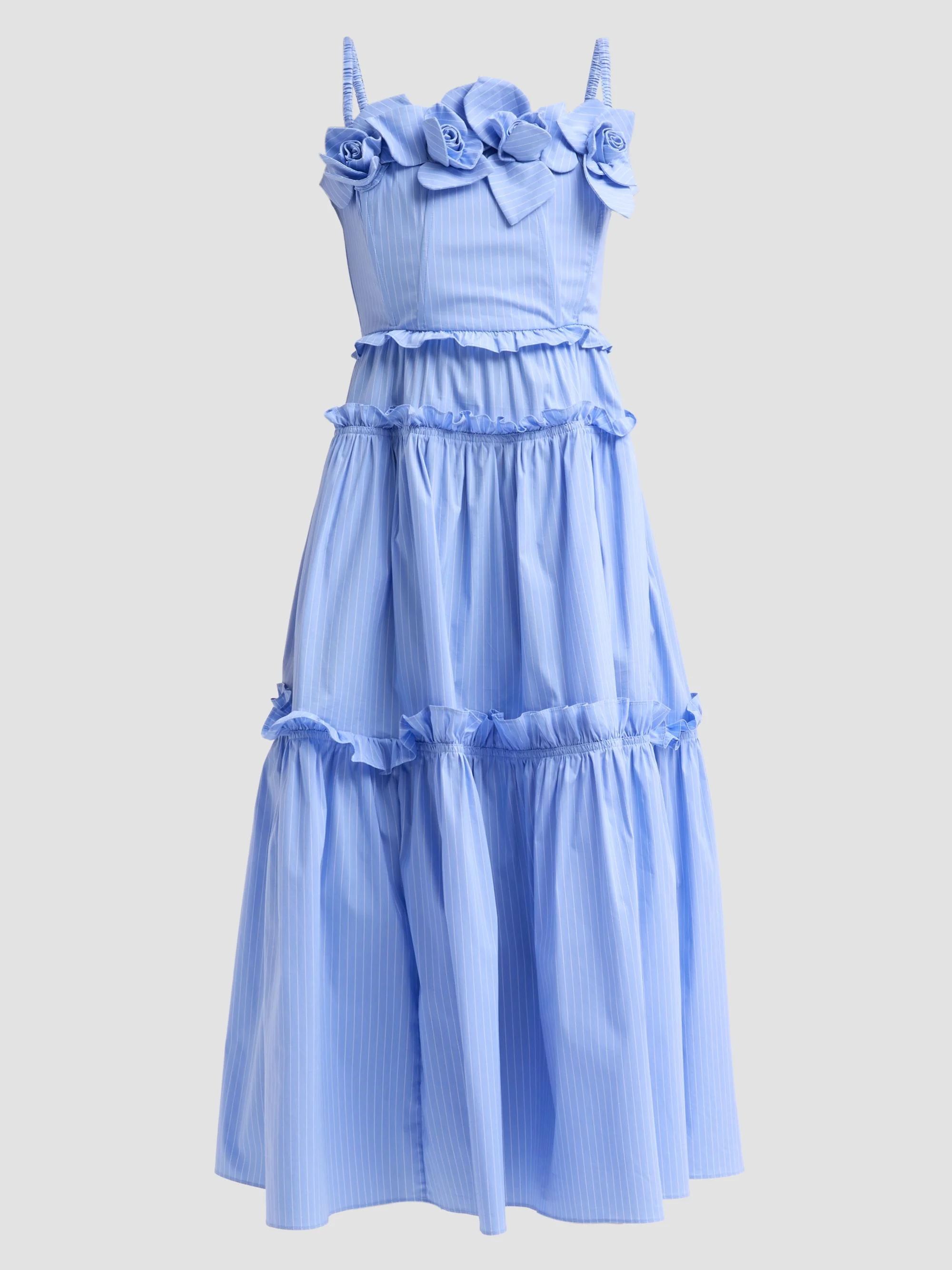 Women's Rach Poplin Midi Dress - Blue Pinstripe - 1