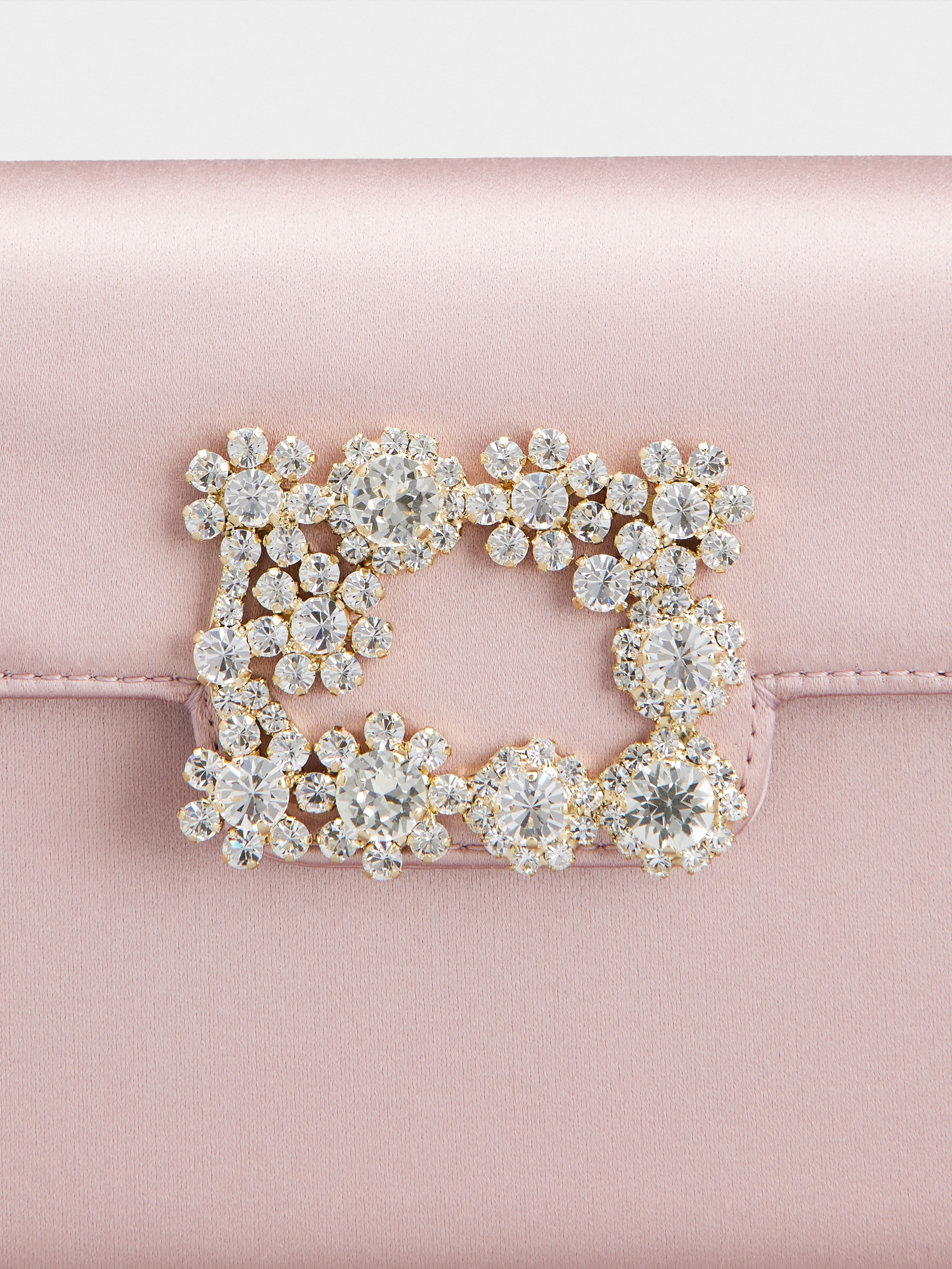 Flower Strass Buckle Clutch in Satin - 6