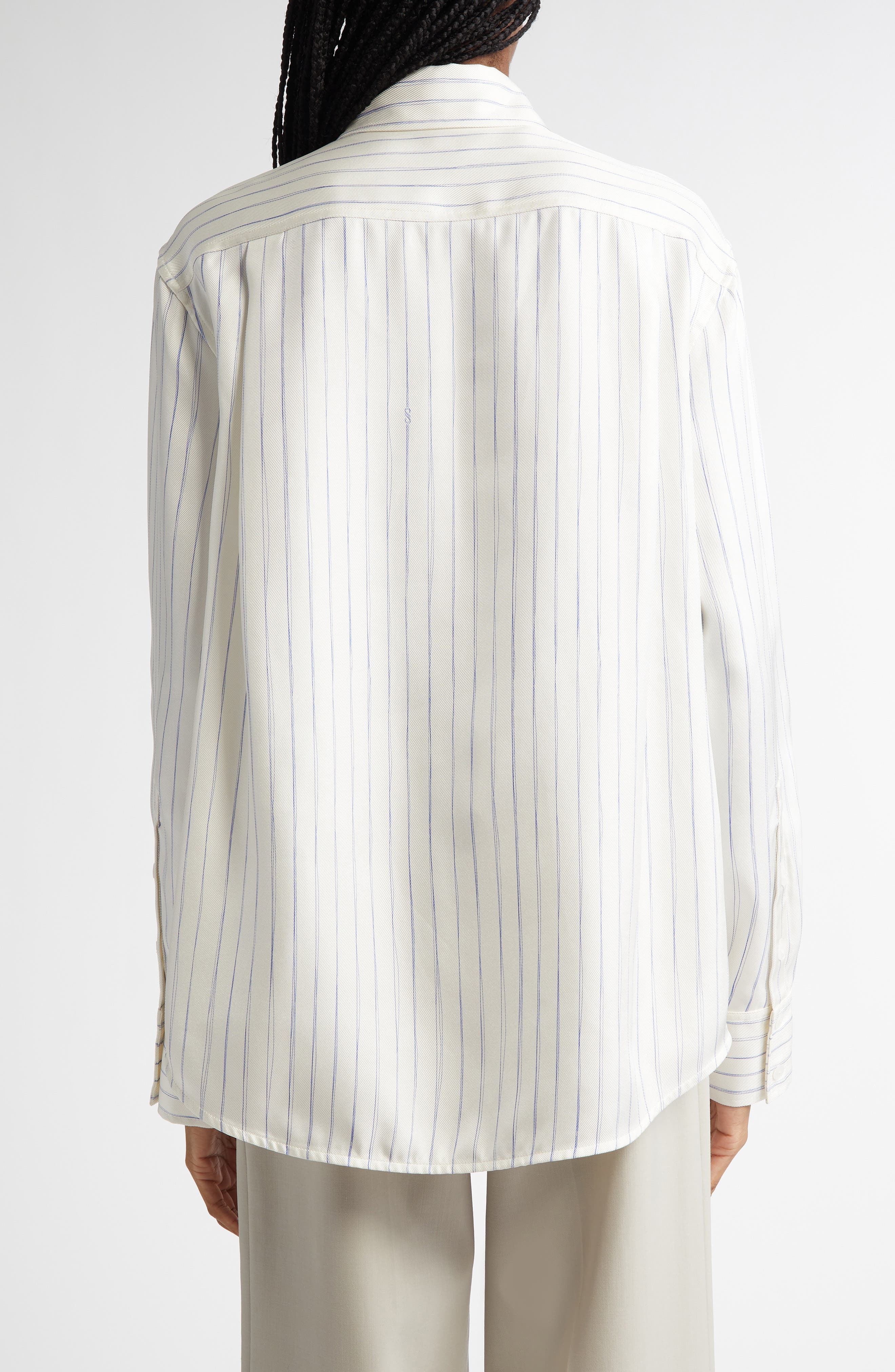 Proenza Schouler Madison Stripe Silk Twill Button-Up Shirt in Ivory Multi at Nordstrom - 3
