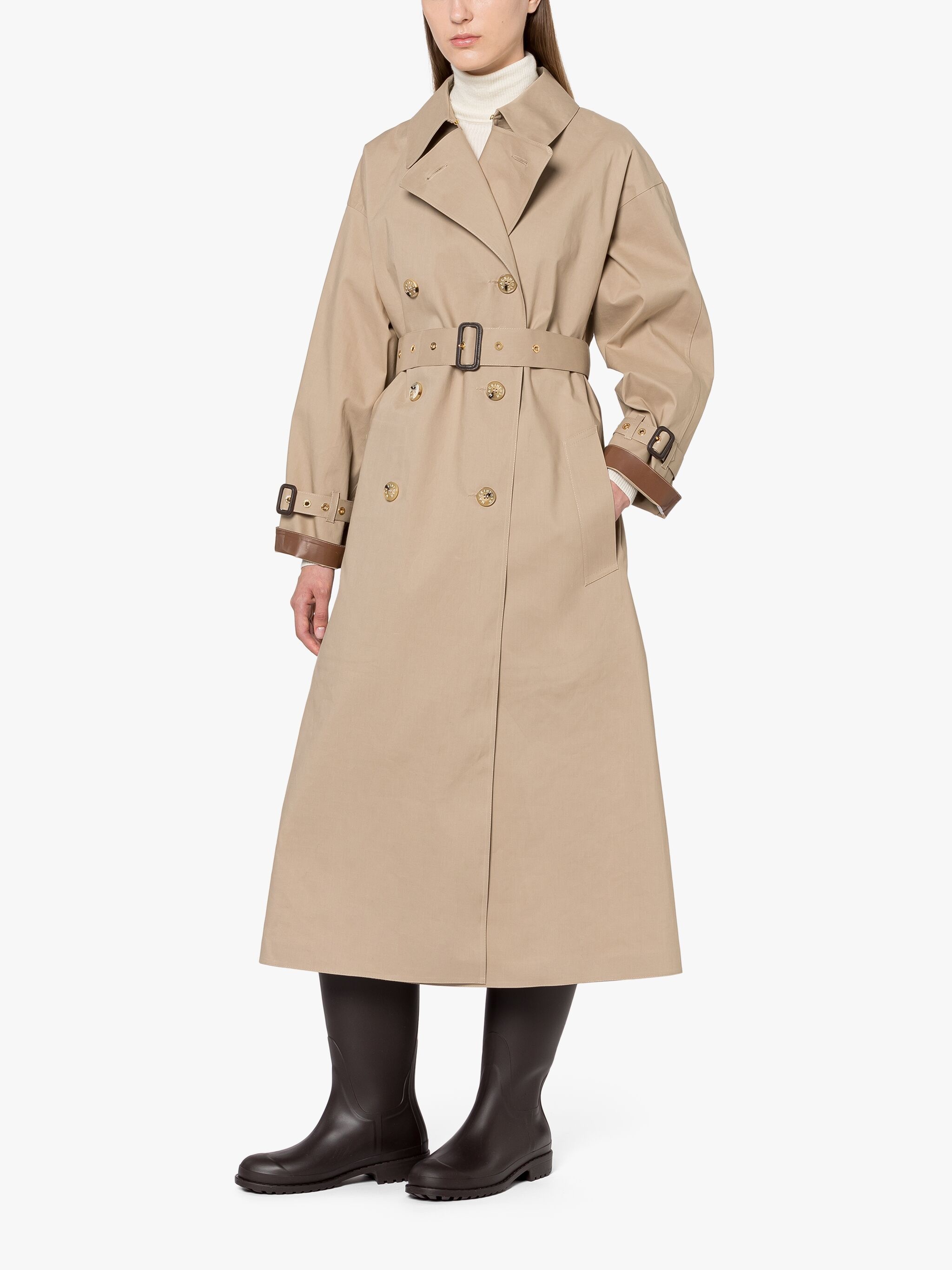 BUCKHOLME FAWN BONDED COTTON TRENCH COAT - 2