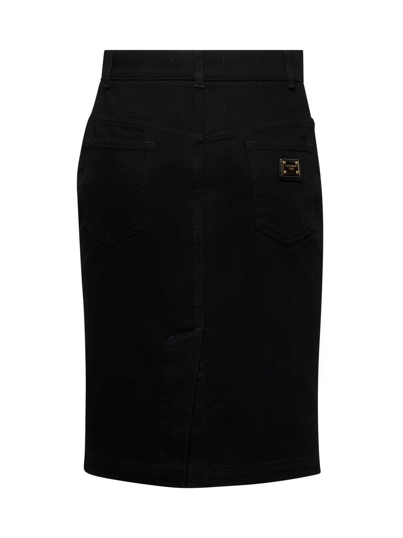Dolce & Gabbana Women Black Stretch Denim Midi Skirt - 2