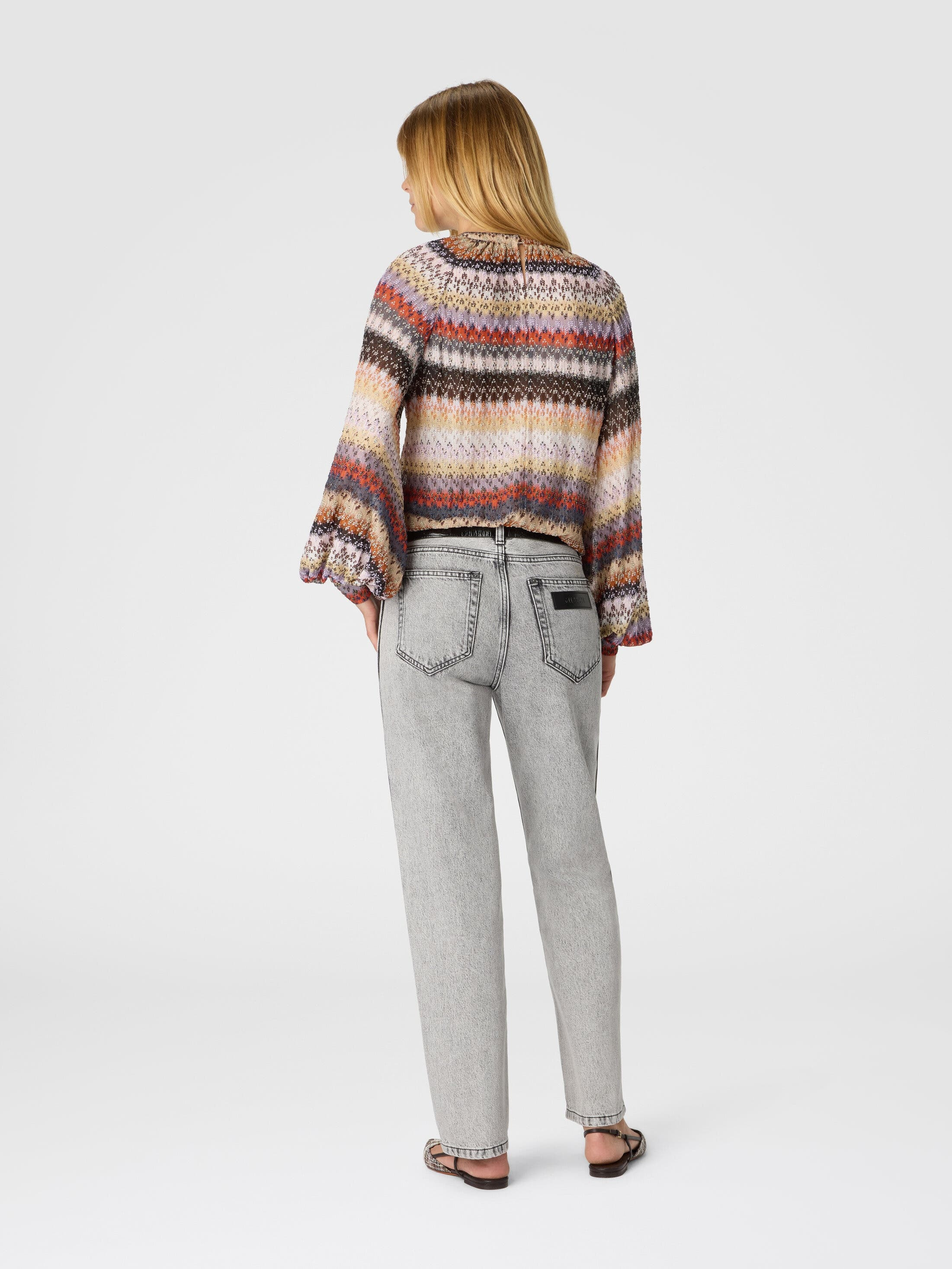 Missoni Long Sleeve Blouse In Lace in Red & Blue at Nordstrom - 3