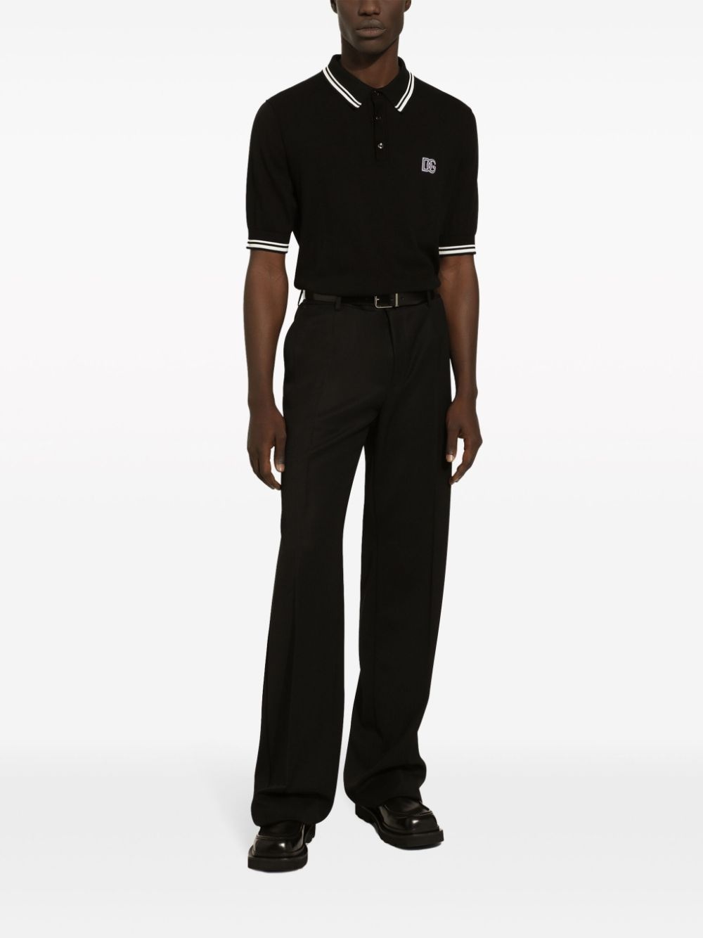 logo-embroidered stripe-detail polo shirt - 3