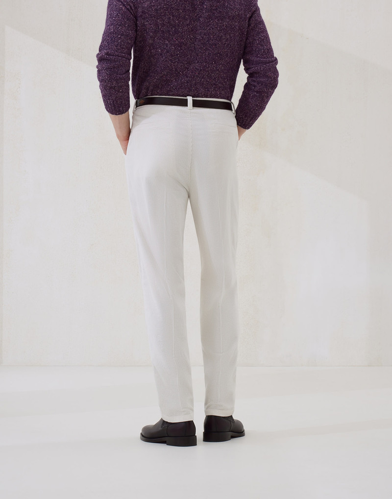 Brunello Cucinelli Garment-dyed leisure fit trousers in cotton corduroy outlook