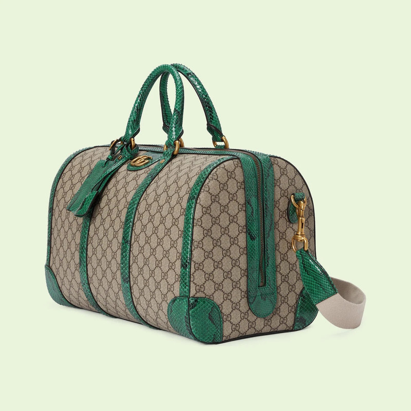 GUCCI Python trim duffle bag with Double G outlook