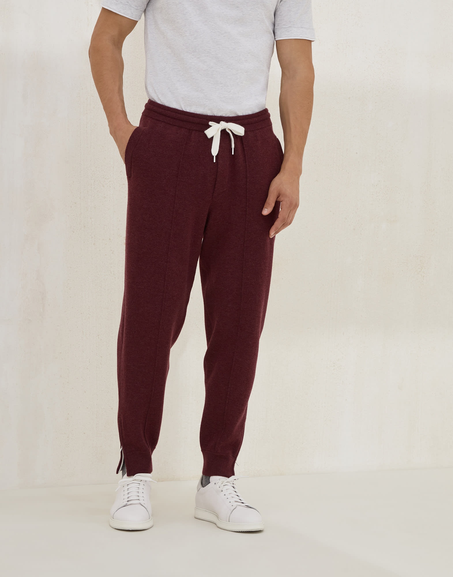 Cashmere double knit trousers with crête detail and elasticated zipper cuffs - 1