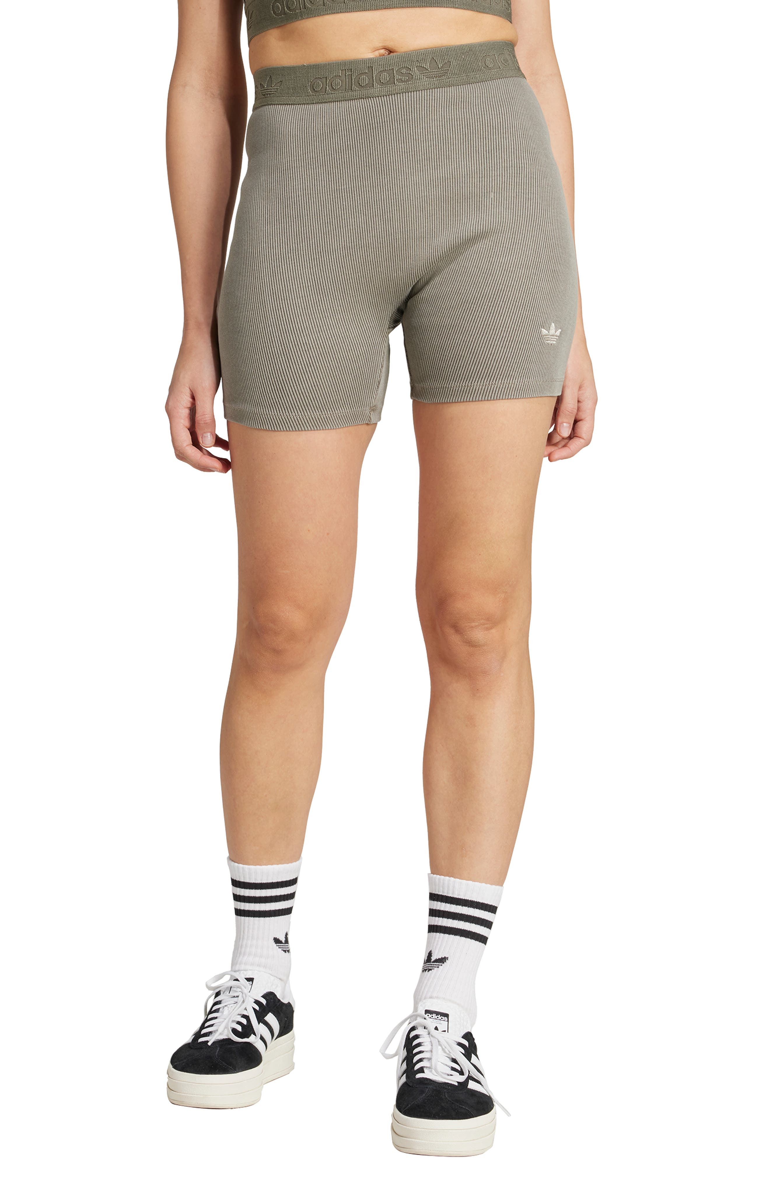 adidas Rib Bike Shorts in Silver Pebble at Nordstrom - 1