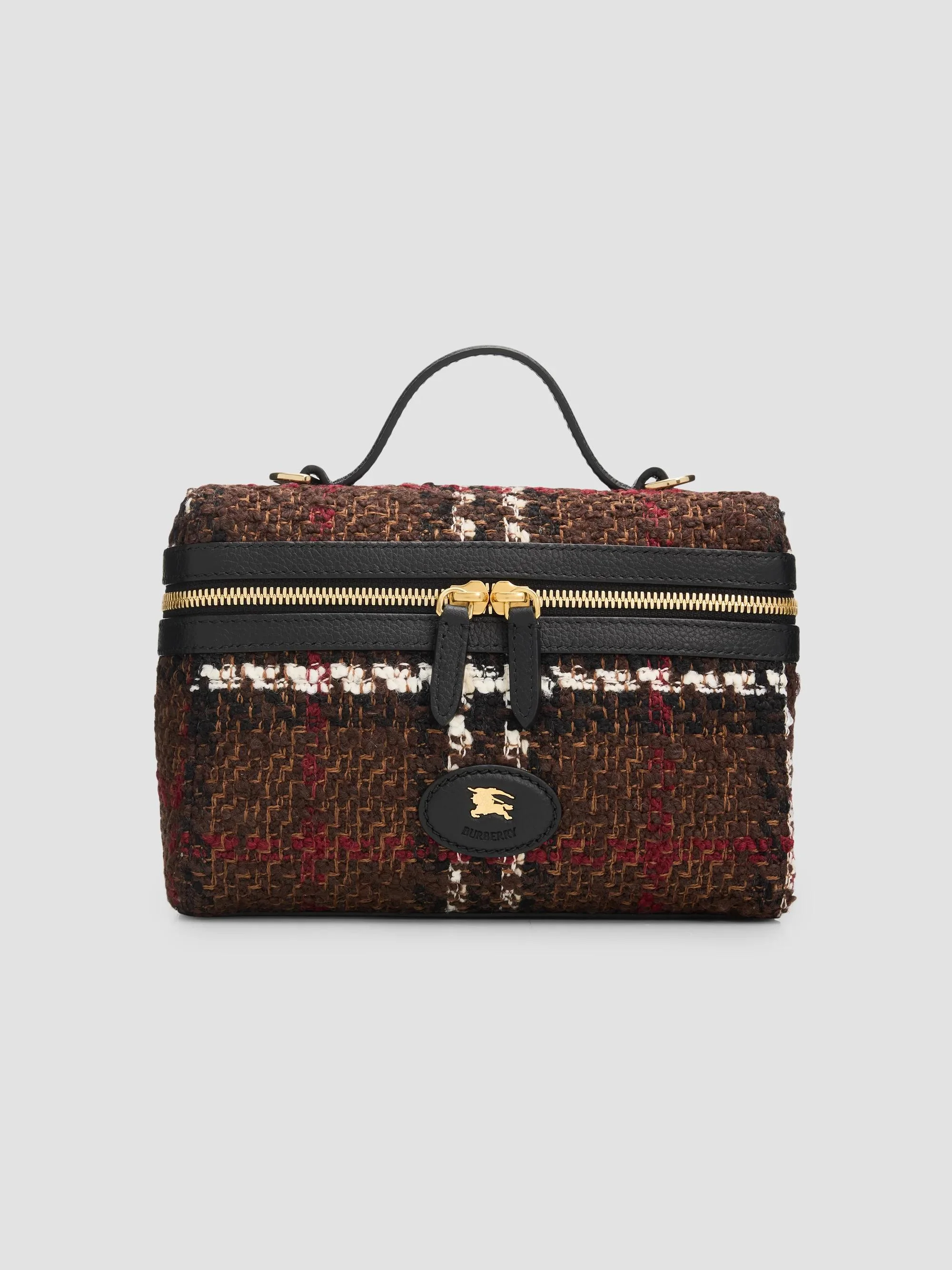 Women's Bouclé Check Vanity Bag - Chocolate Brown - 1