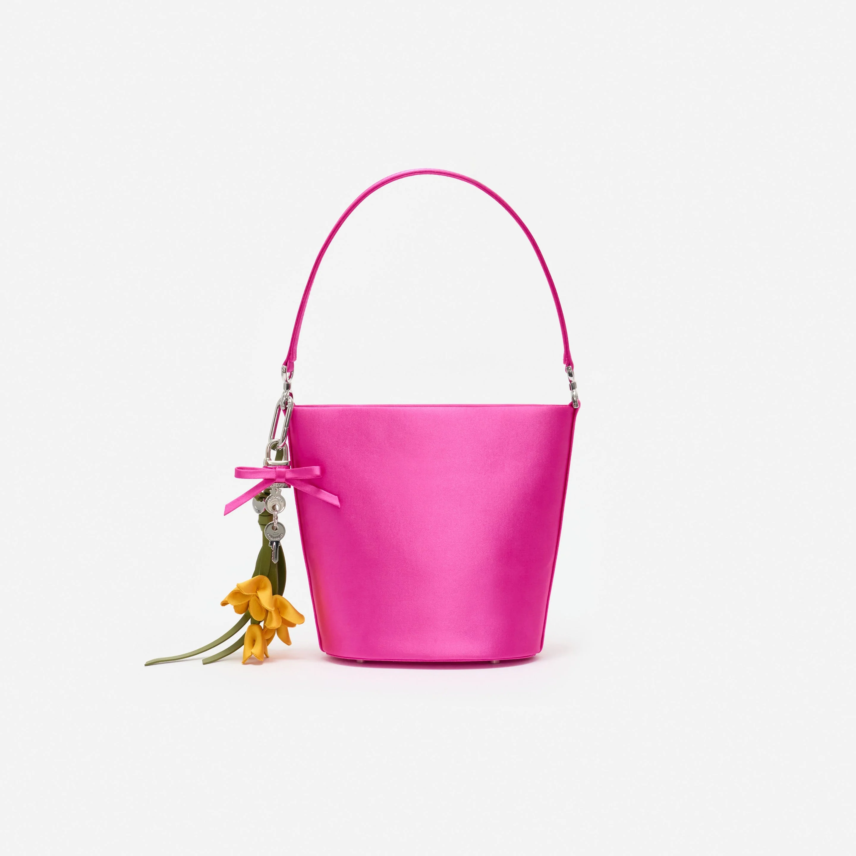 Pink Satin Bucket Bag - 1