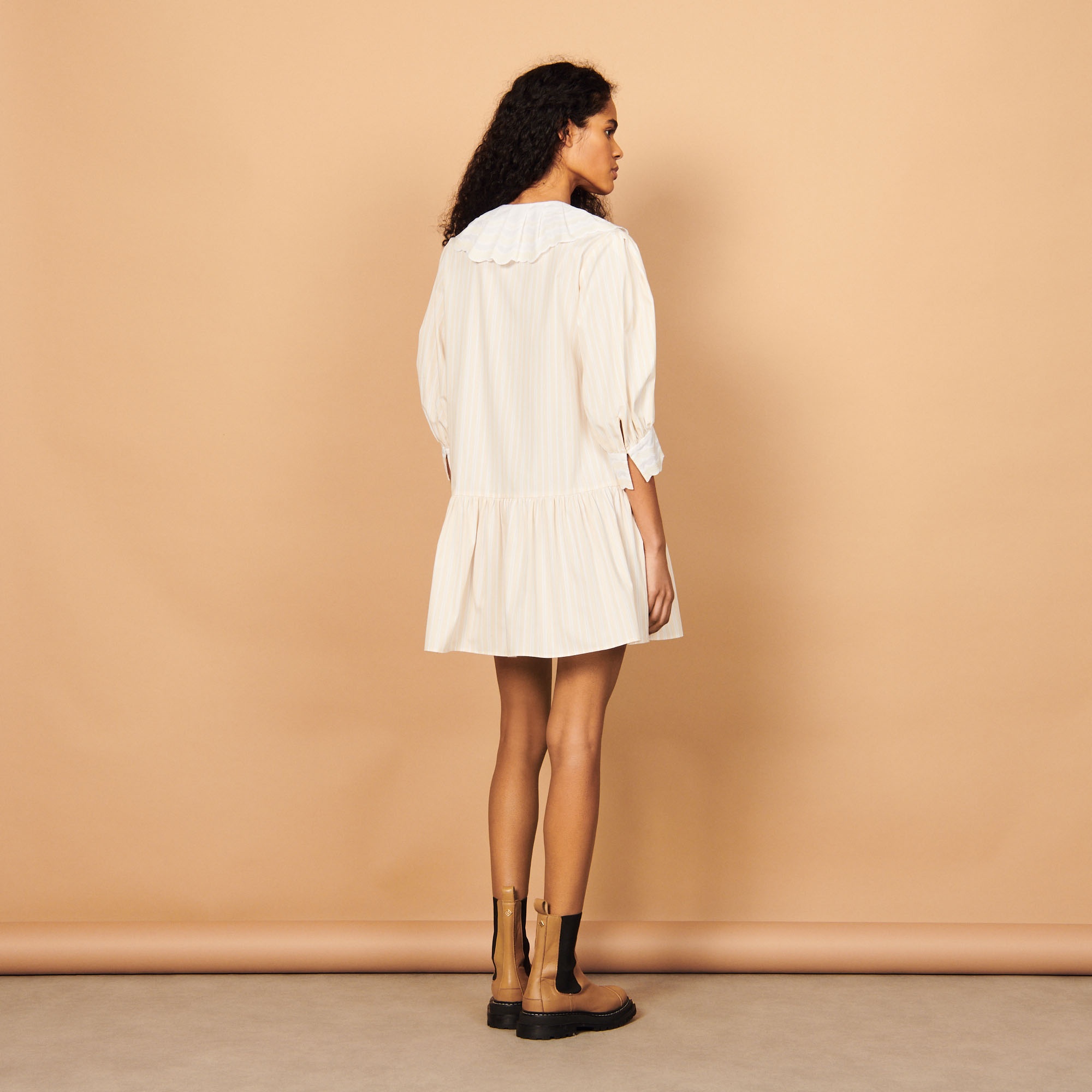 Short striped dress in organic cotton - 3