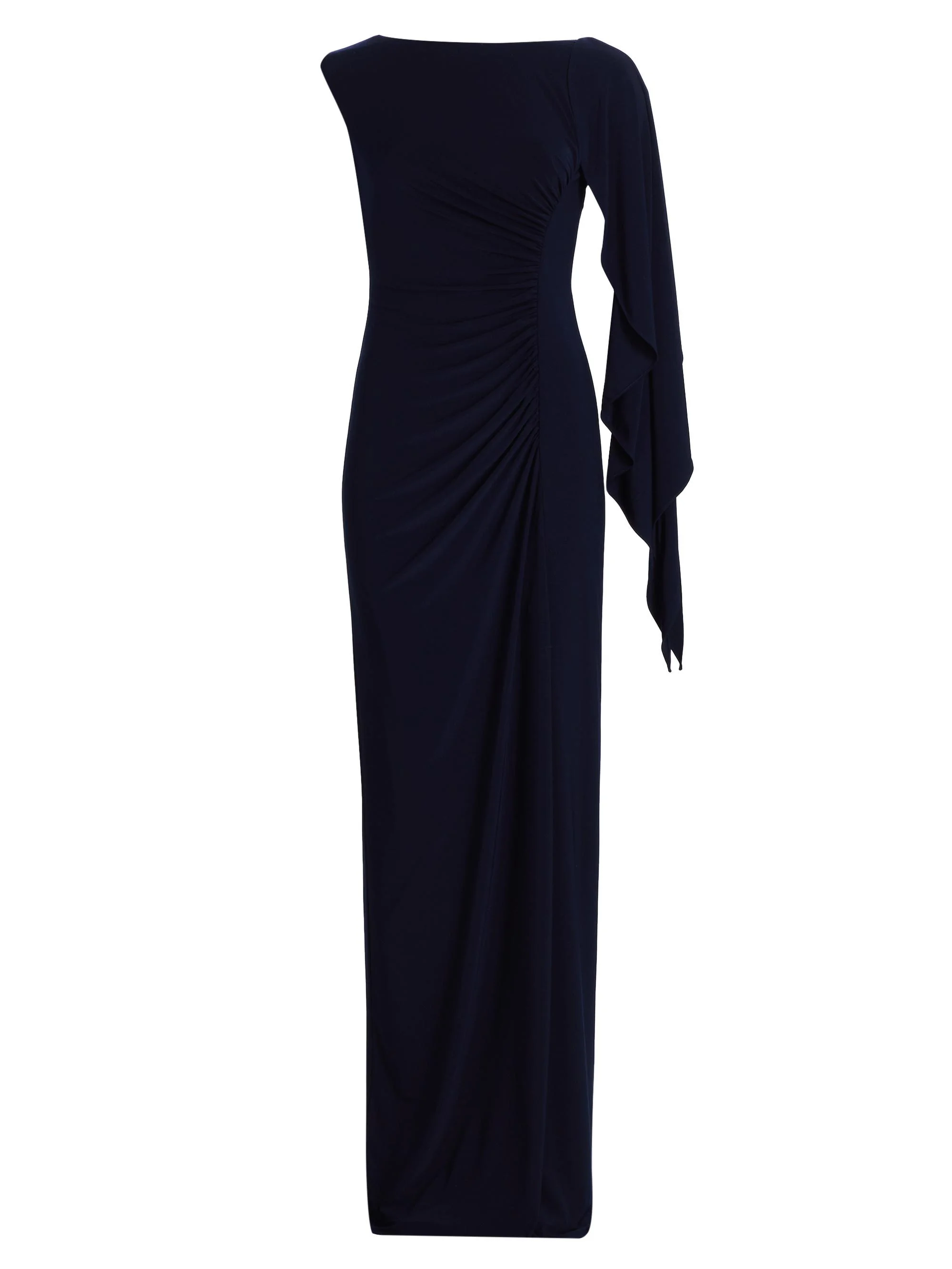 Women's Draped One-Sleeve Gown - Navy - 1