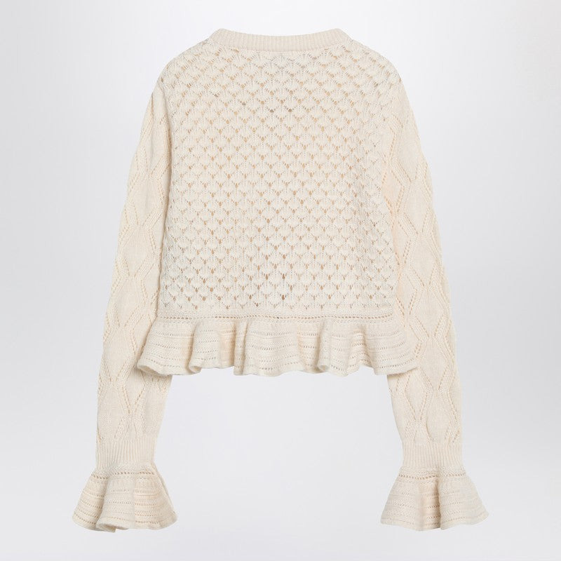 Chloé Latte-Colored Crochet Cardigan In Cotton Blend Women - 2