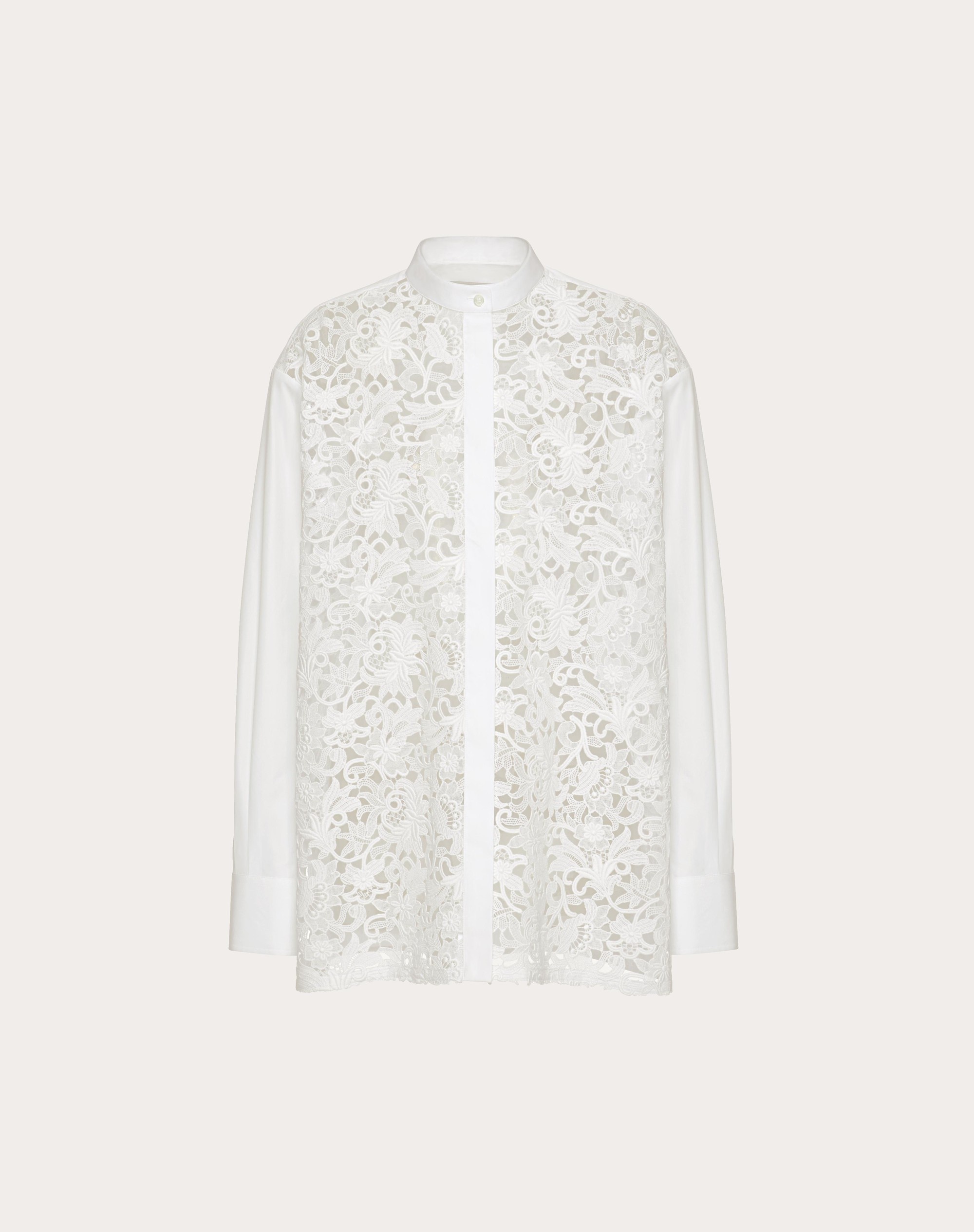 TECHNICAL POPLIN AND MACRAMÉ SHIRT - 1