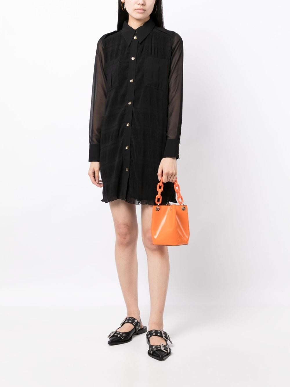 Georgette straight-point collar dress - 2