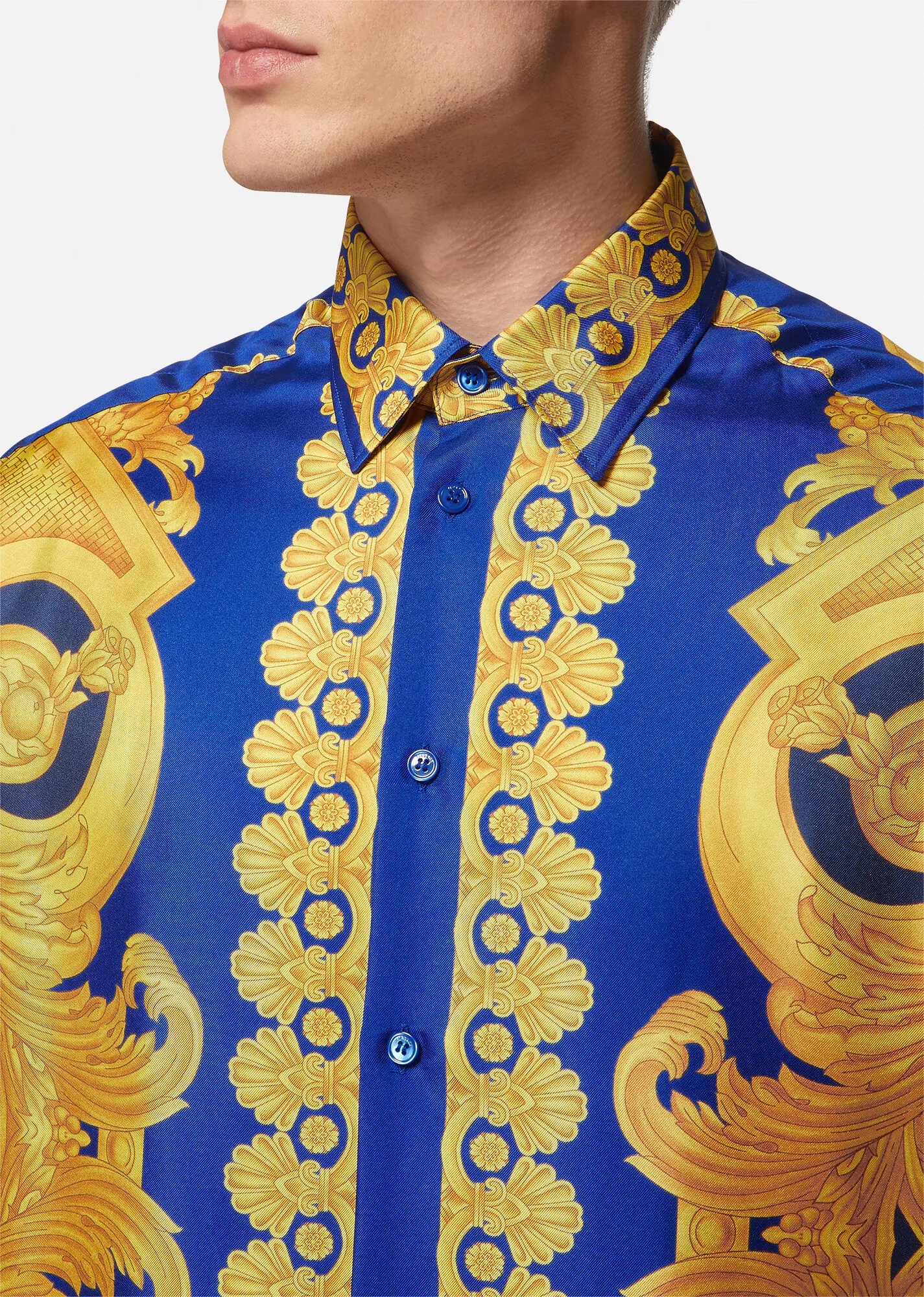 Barocco print silk shirt, Versace