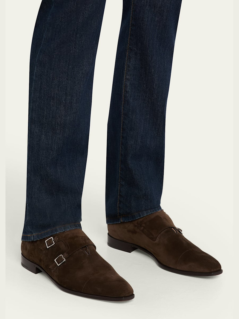 Berluti Men's Demsure Flex Suede Double-Monk Strap Loafers outlook