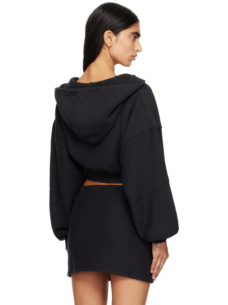 Black Cropped Zip Hoodie 3