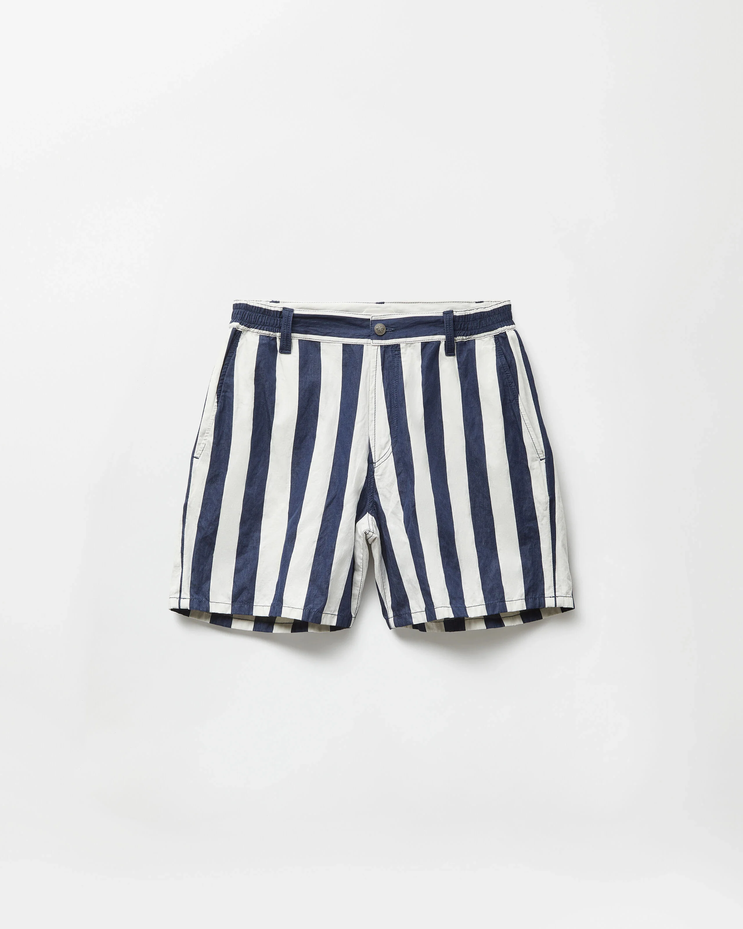 Striped Cotton Denim Shorts - 1
