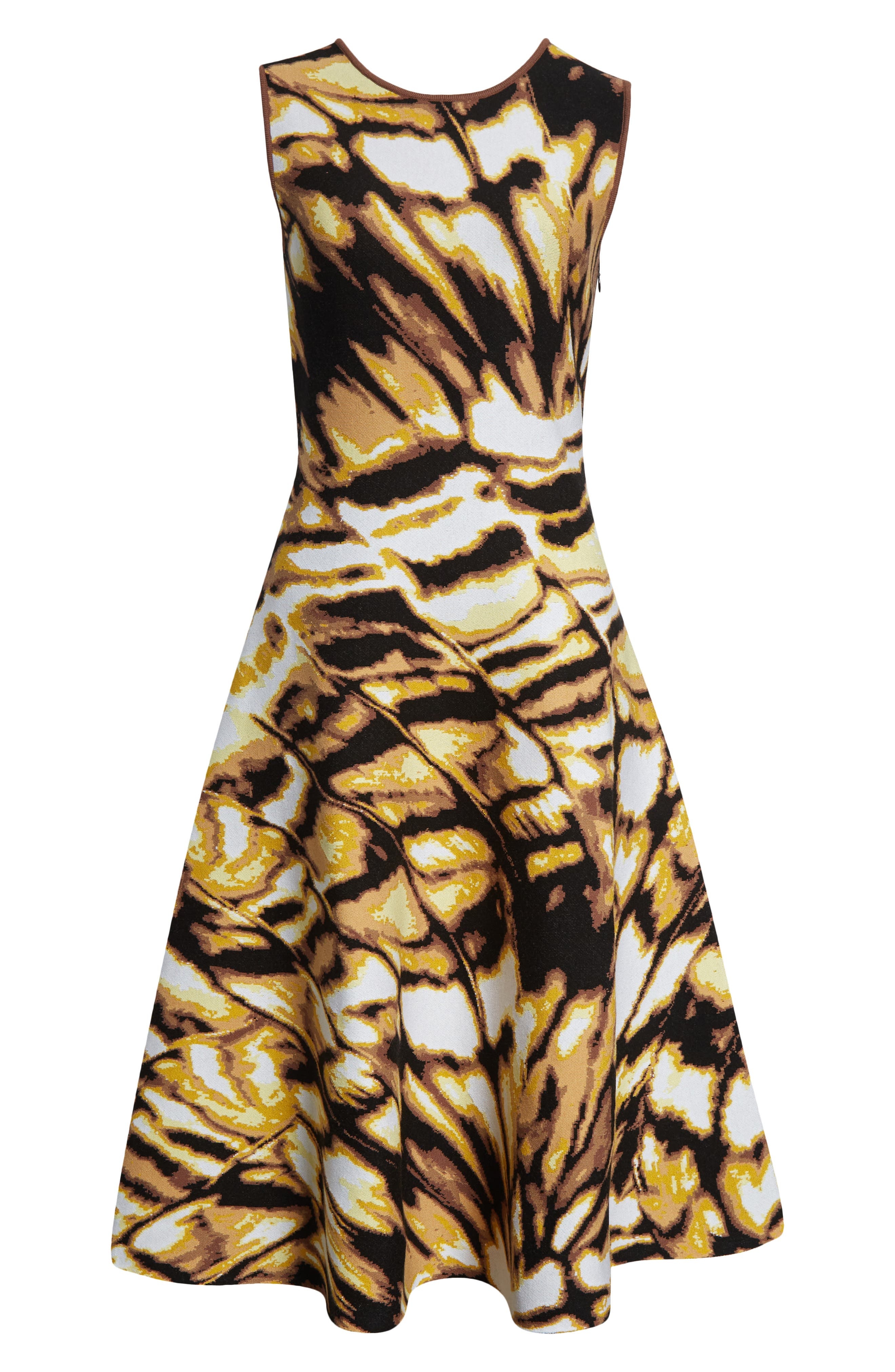 Oscar de la Renta Abstract Butterfly Jacquard Fit & Flare Dress in Black/yellow Multi at Nordstrom - 5