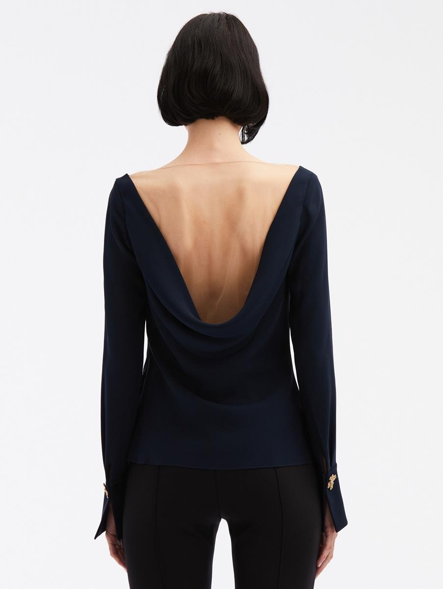 BUTTON DETAIL COWL NECK BLOUSE - 3