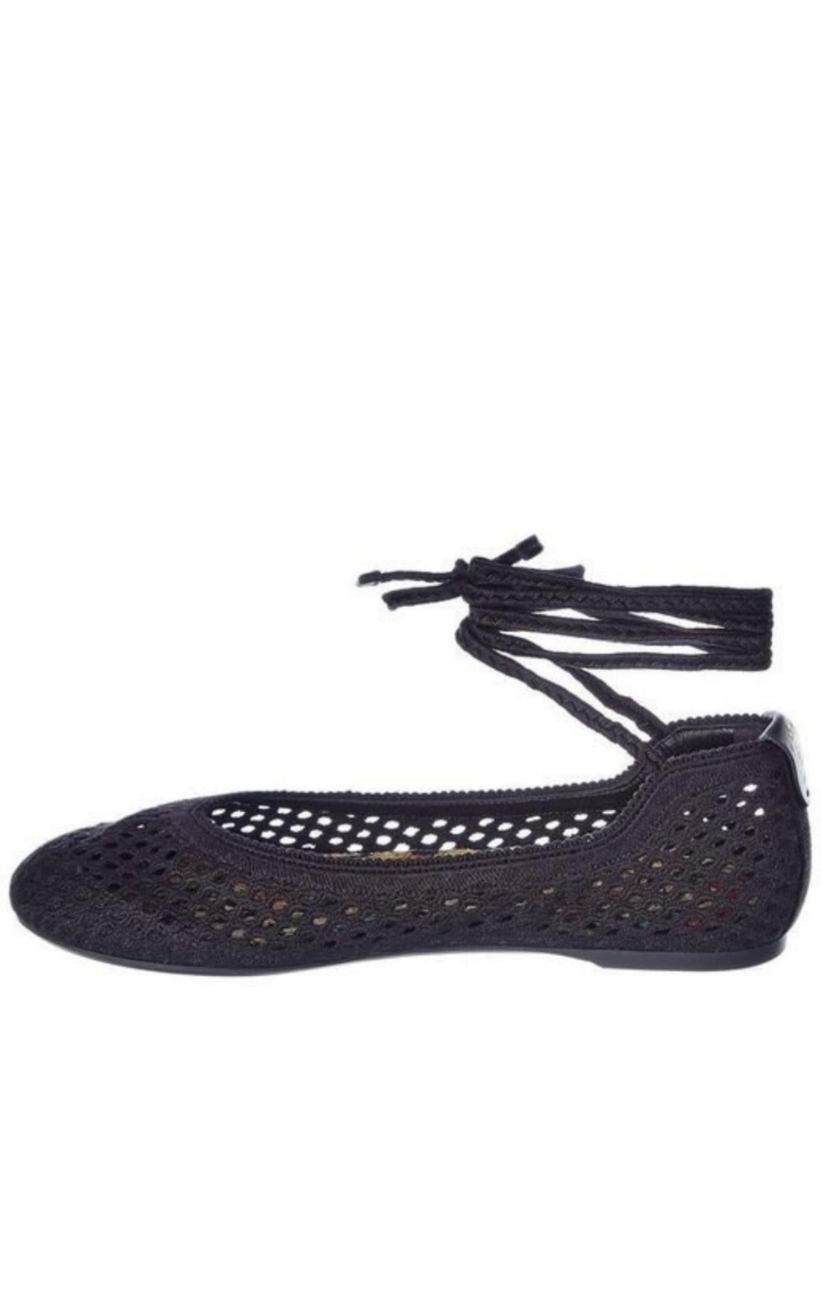 Poeme Cotton Ankle-Tie Ballerina Flats - 5