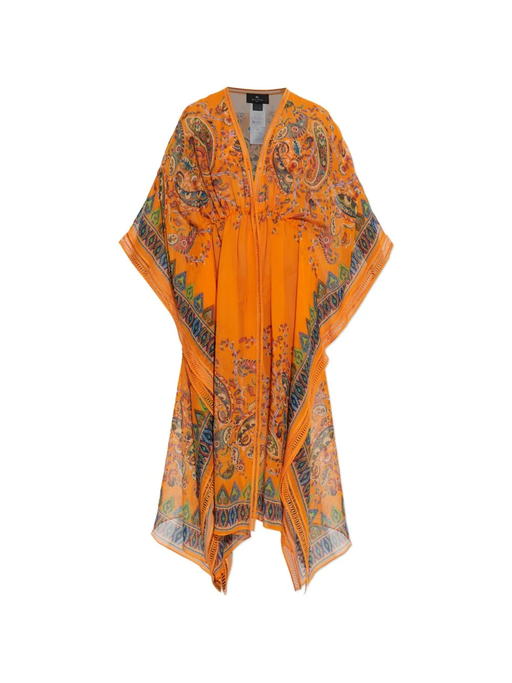 paisley crochet-detail V-neck midi dress - 1