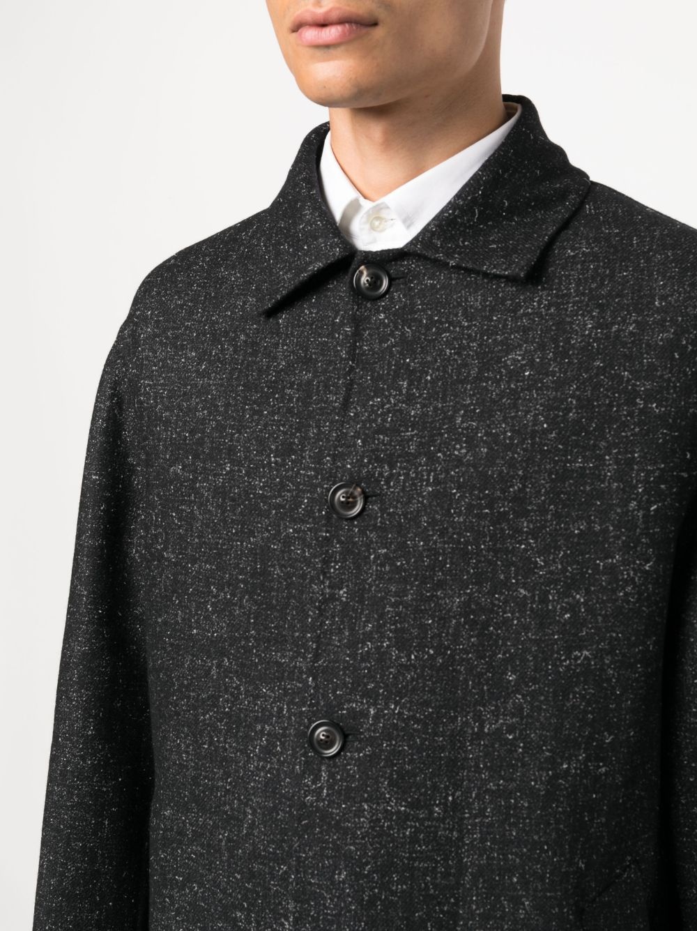 single-breasted marled coat - 5