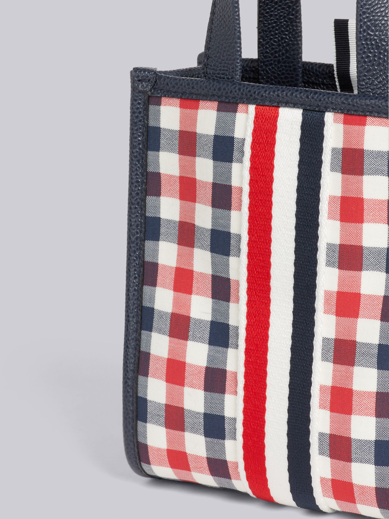 Thom Browne Multicolor Gingham Wool Seersucker Webbing Stripe Shoulder Strap Mini Tote outlook