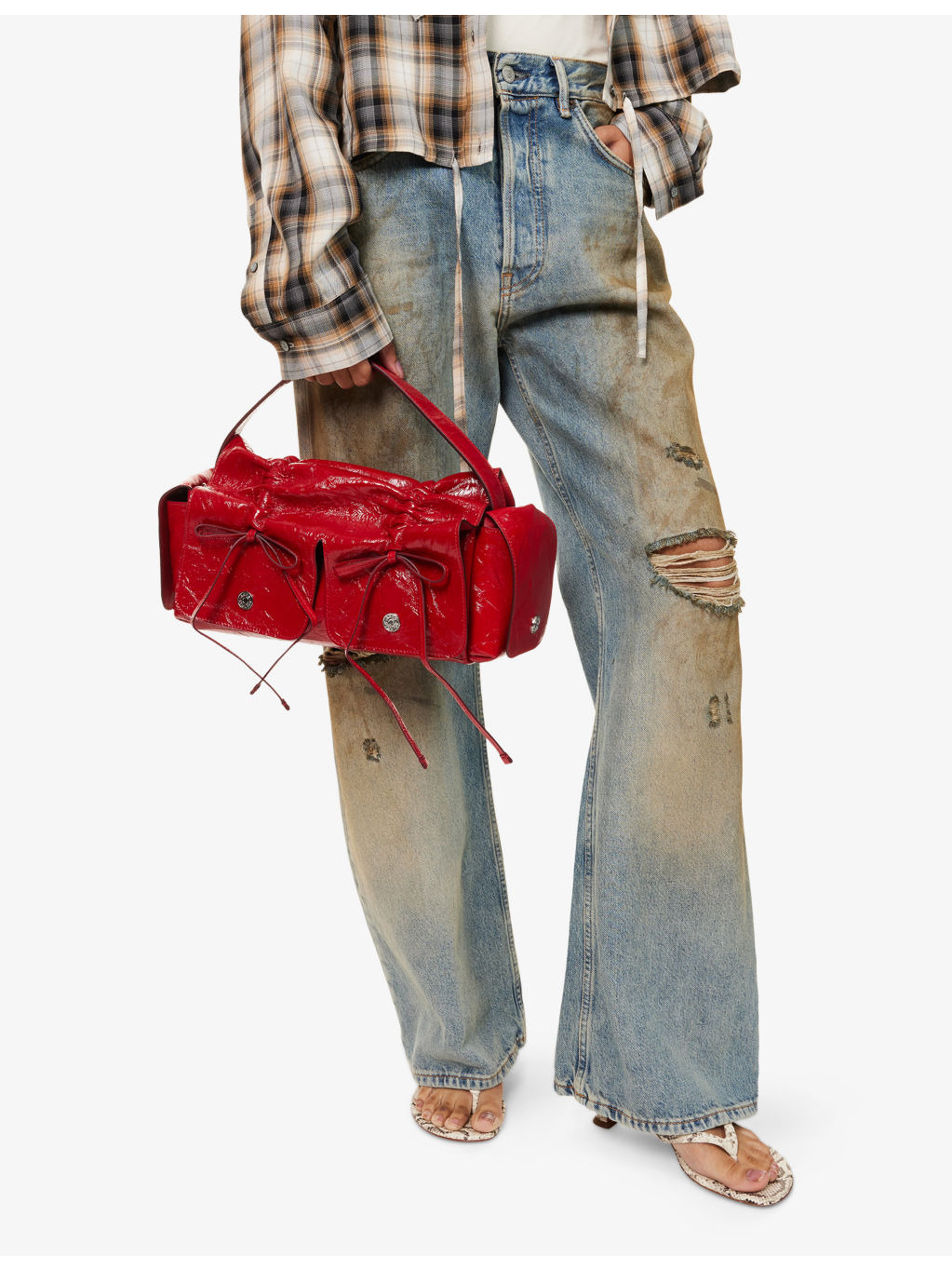 Multi-Pocket Leather Shoulder Bag - 2