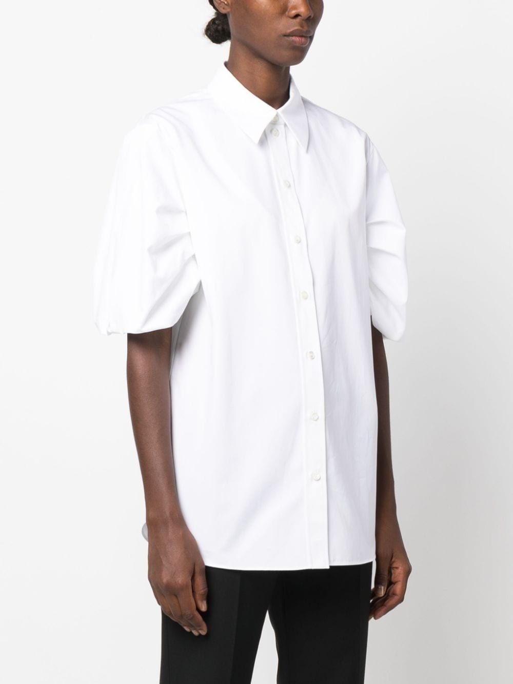 puff-sleeve cotton shirt - 3