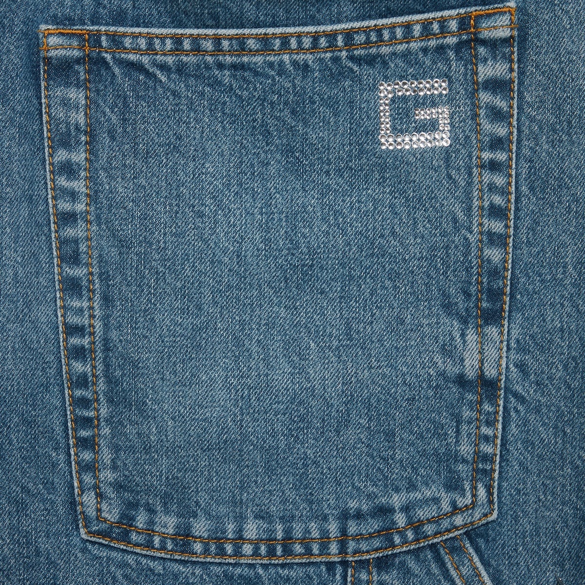 Organic denim shorts with Crystal G - 4