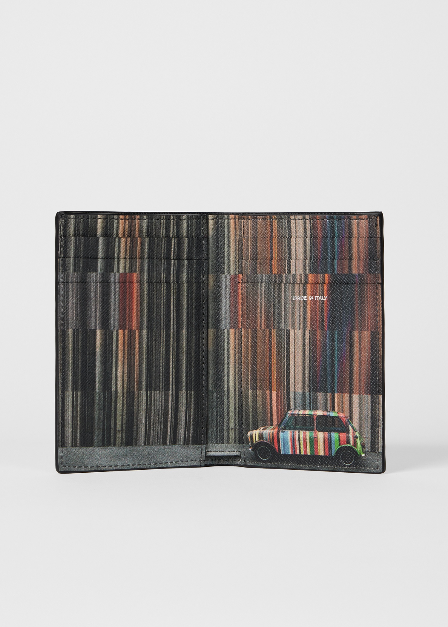 Black 'Mini Stripe' Leather Credit Card Wallet - 2