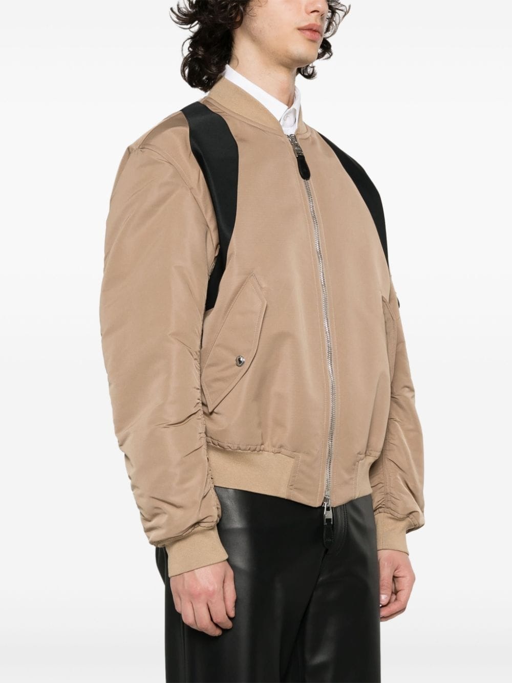 contrasting-panel bomber jacket - 3