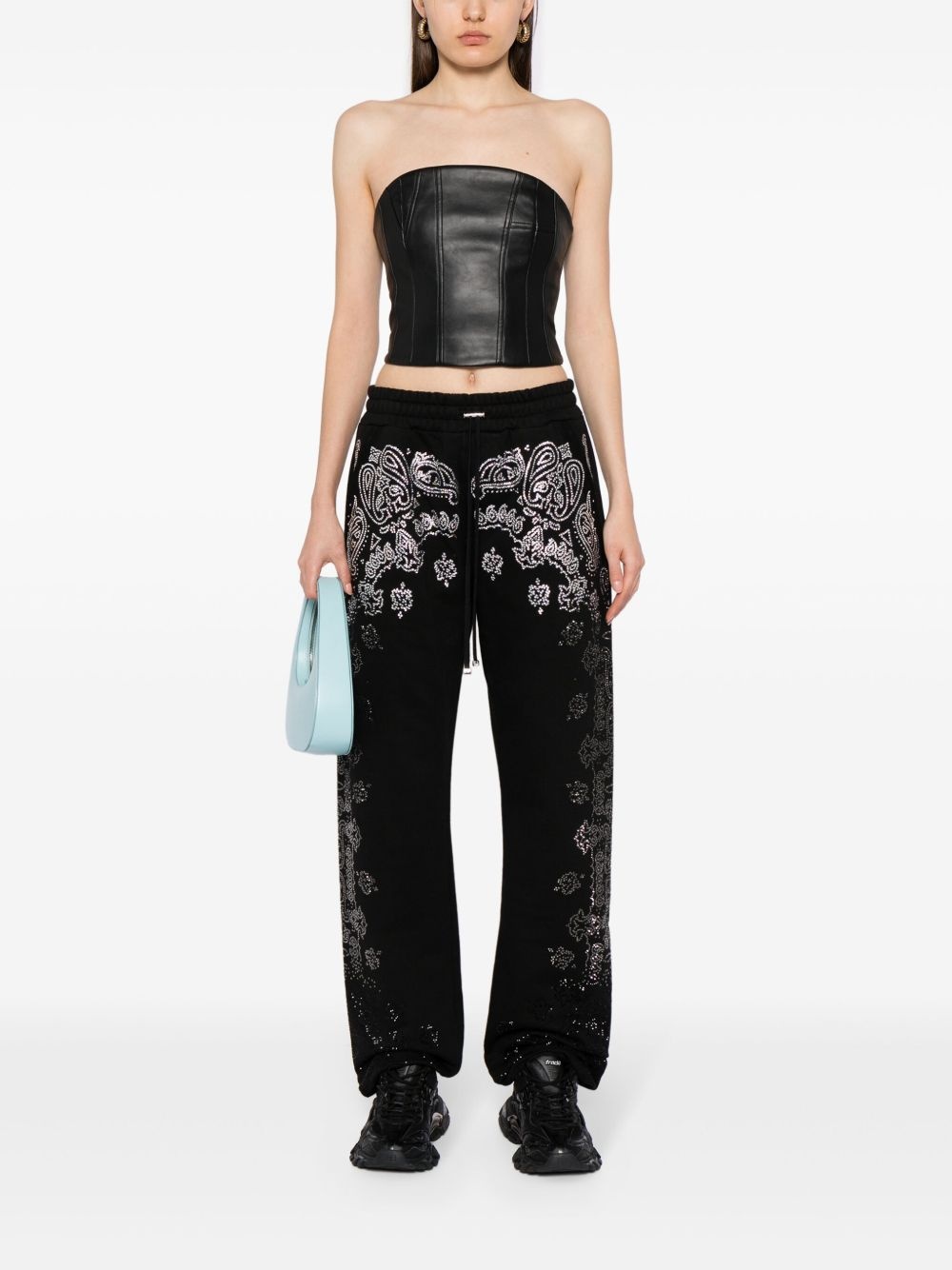 crystal-embellished bandana track pants - 2