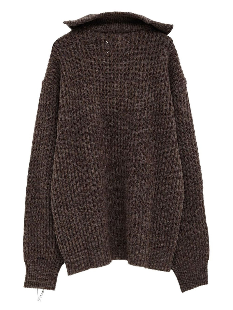 Maison Margiela ribbed-knit half-zip sweater outlook